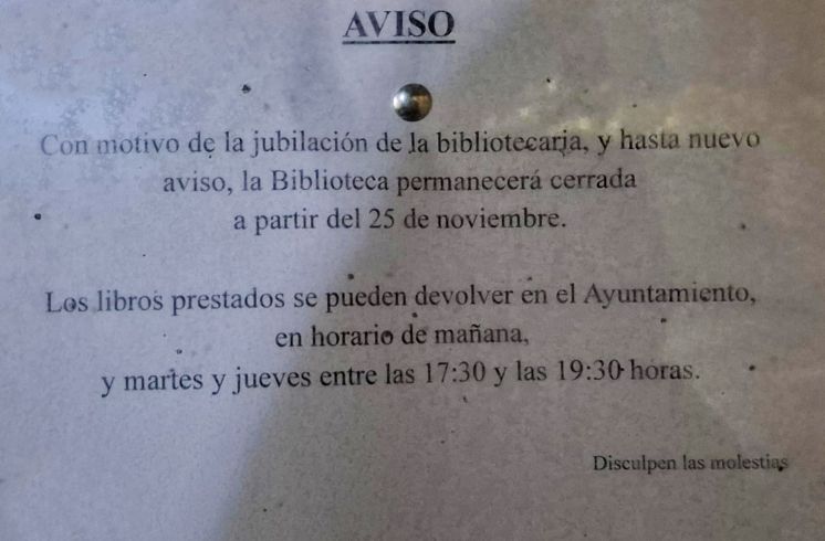 PSOE Torija denuncia el cierre indefinido de la Biblioteca municipal por “falta de previsión y planificación” del actual equipo de Gobierno